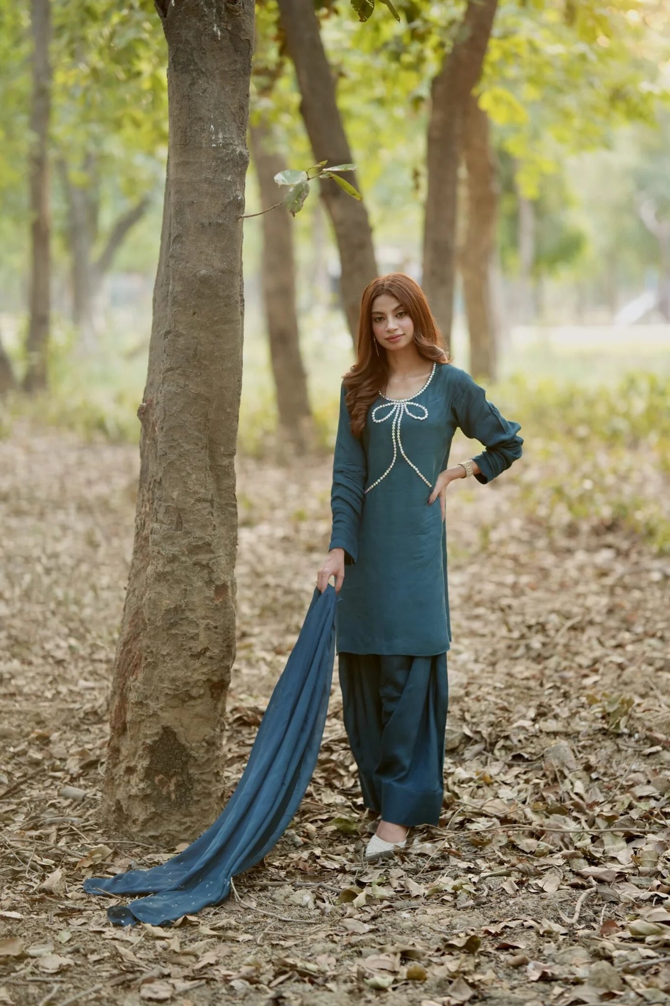 Farshi Shalwar Peacock Blue