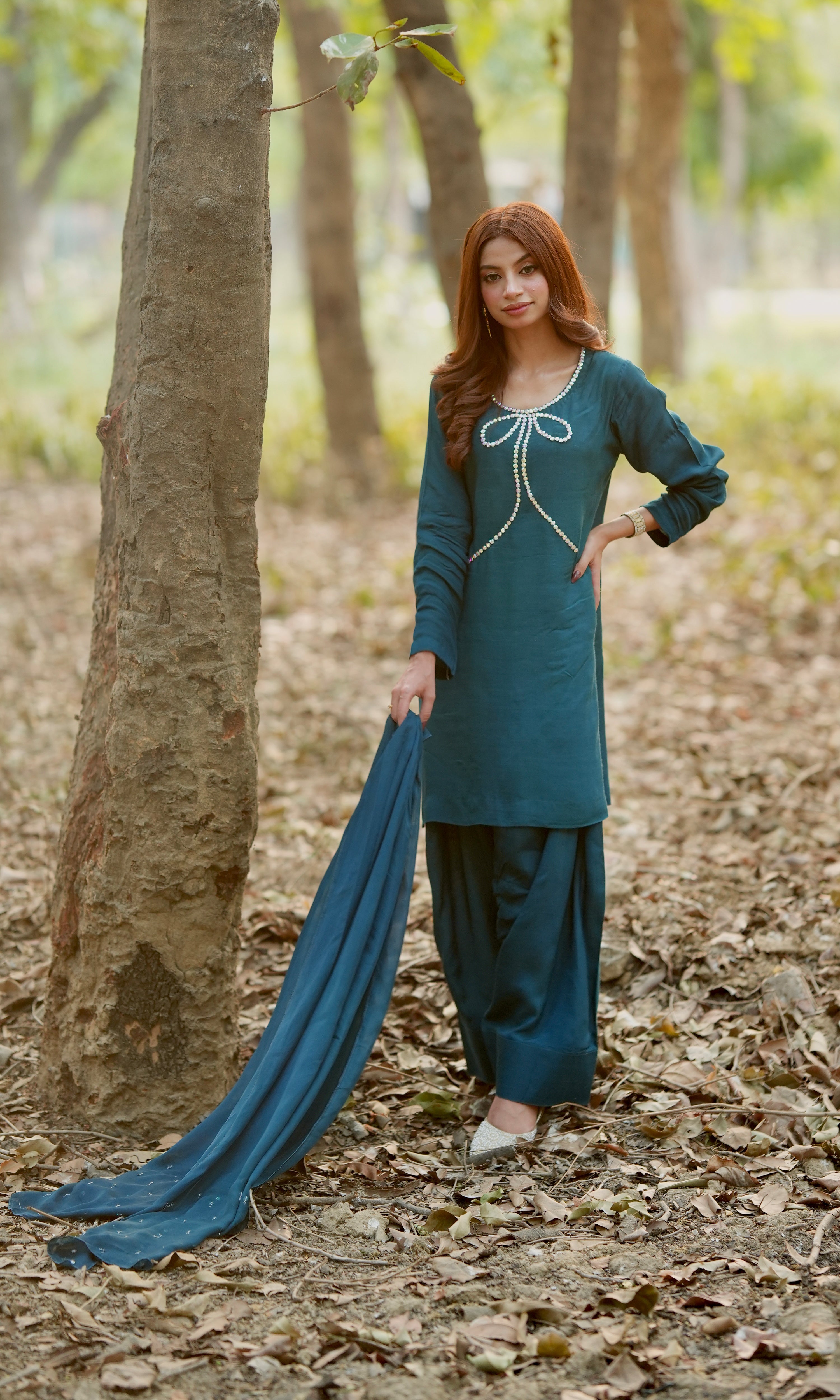 Farshi Shalwar Peacock Blue