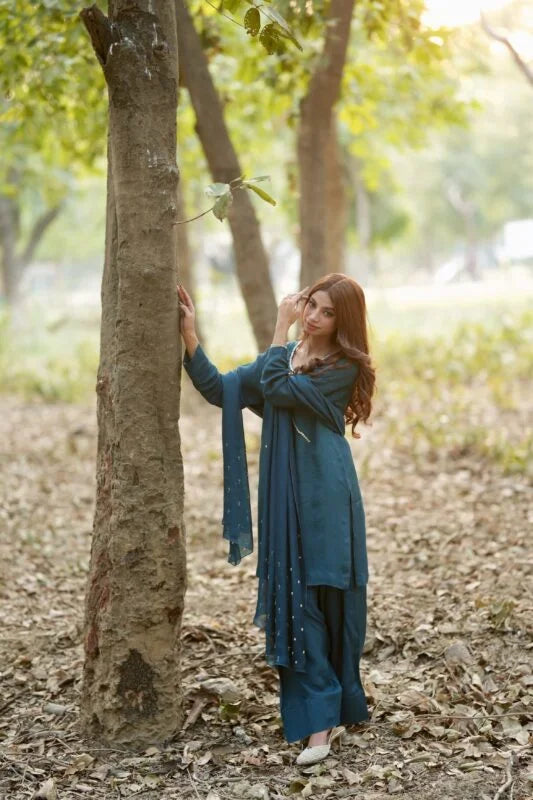 Farshi Shalwar Peacock Blue
