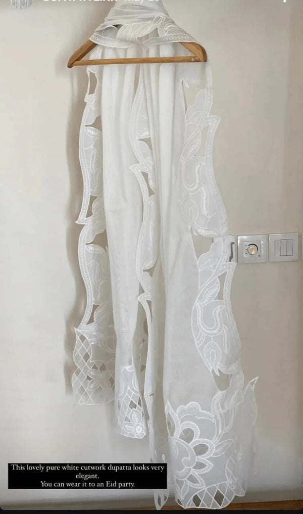 Pure Cutwork White Dupatta