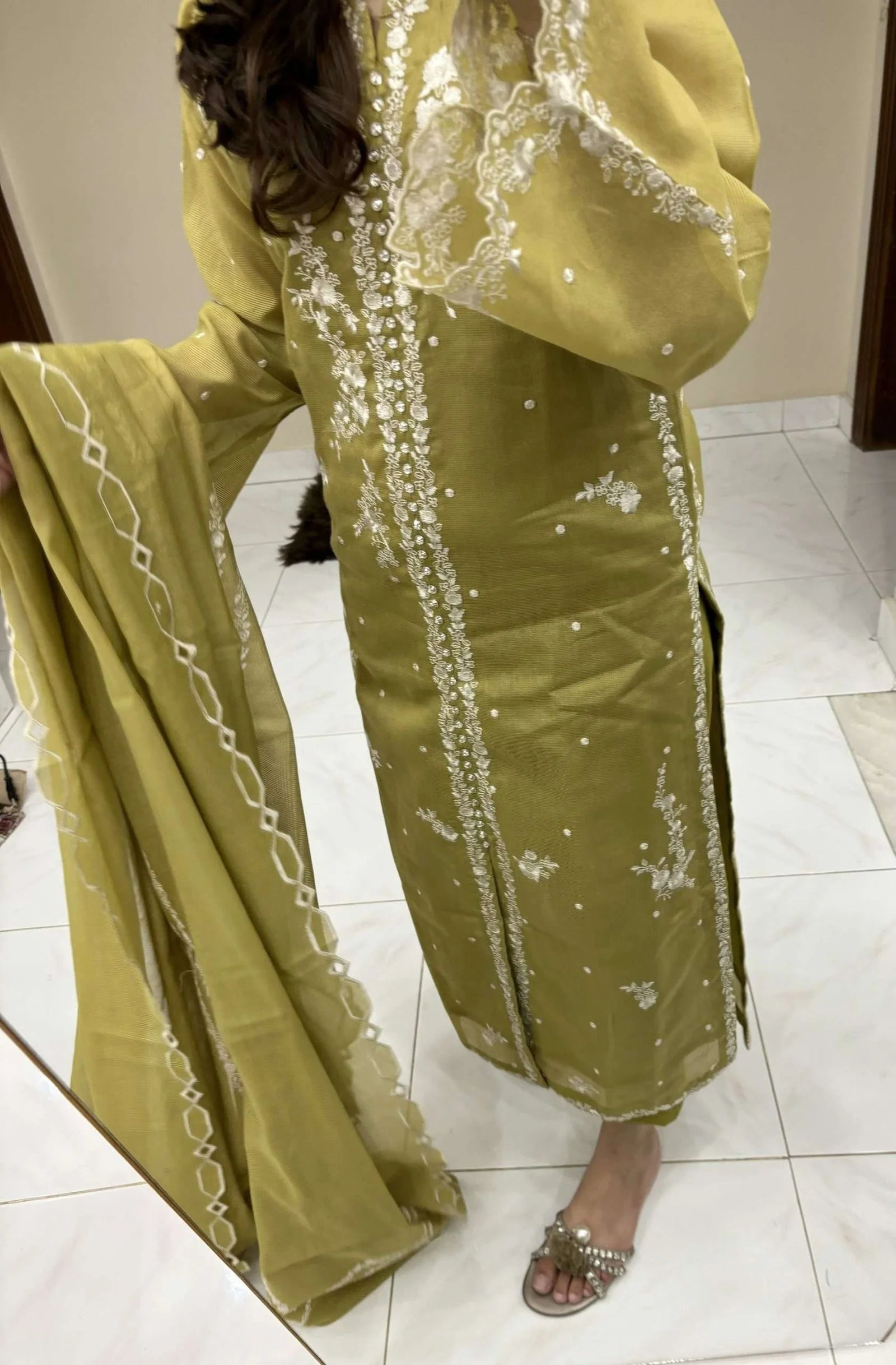 Confetti Pure Cotton Lama Net Fabric 3 piece Stitched