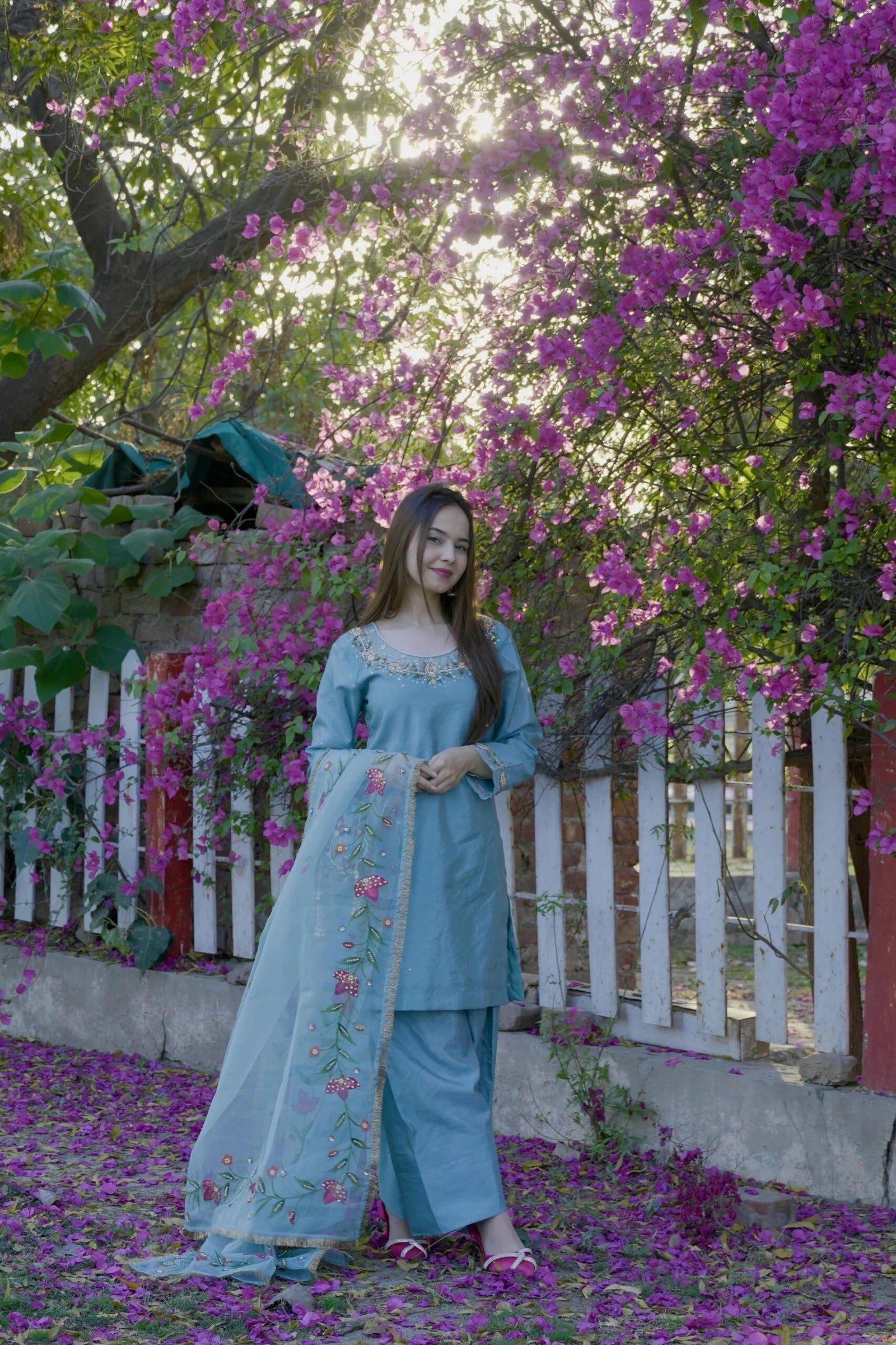 Light Green Handpaint Dress Potli Stitched